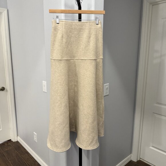 OGL Cashsoft Wool Like Flared Maxi Heather Oatmeal Beige Womens Size XS NWT - Picture 8 of 9